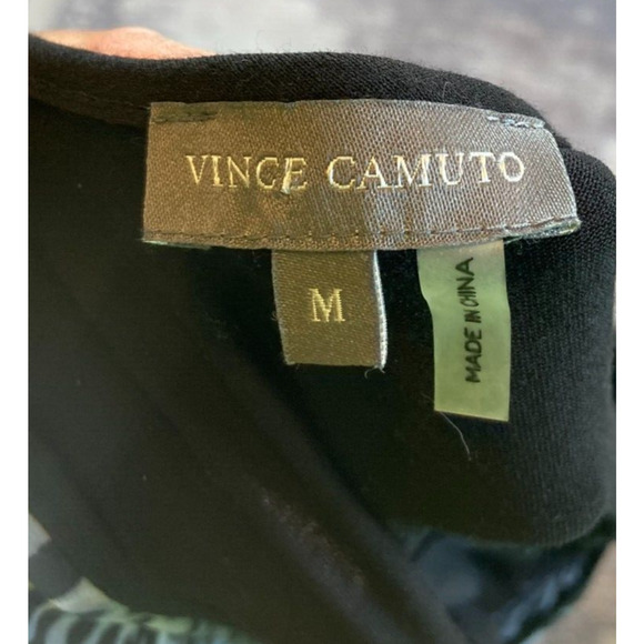 Womens Sz Medium VINCE CAMUTO Leopard Print Quarter Zip‎ Top Blouse 3/4 Sleeve - Picture 2 of 10